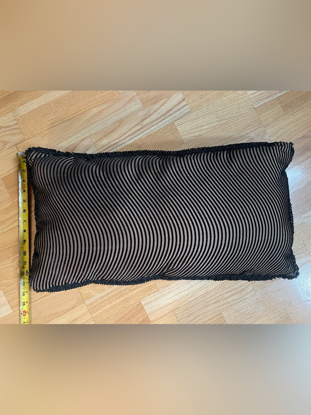Striped Decorative Throw Pillow in Black and Tan